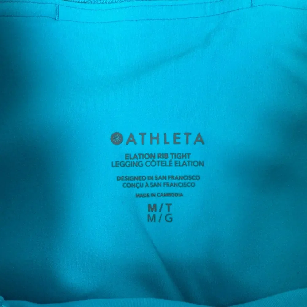 NWT Athleta Elation Rib Tight Bright Blue Leggings Womens Sz M TALL